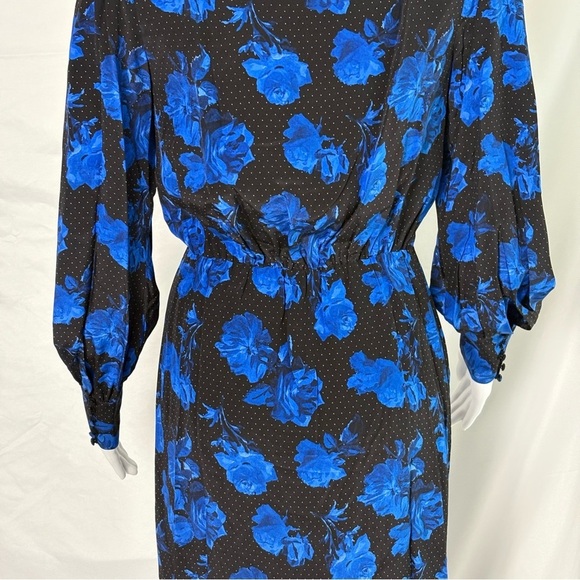 The Kooples Silk Wrap Dress NWT | Size small | Black & Blue Floral - Picture 10 of 14